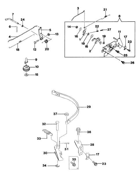 Engine, lever and engine brake LUX 53 KVF Lawnmower