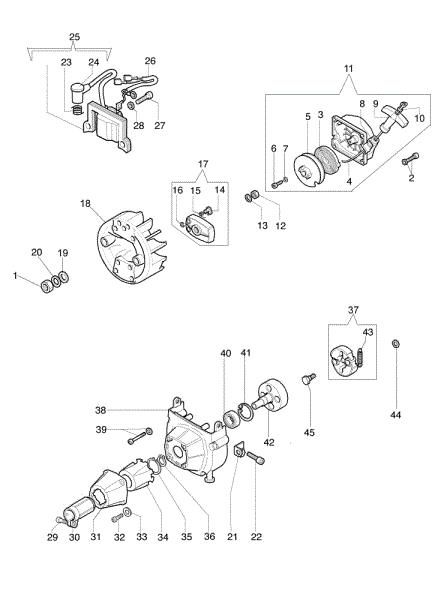 Starter assy and clutch 740 T Brushcutter