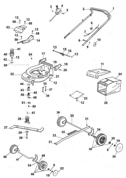 Complete illustrated parts list MAX 53 Lawnmower