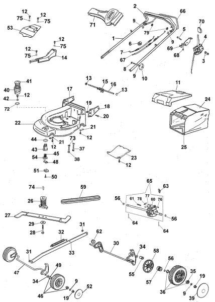 Complete illustrated parts list MAX 53 T Lawnmower