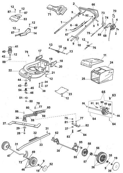 Complete illustrated parts list MAX 53 TV Lawnmower