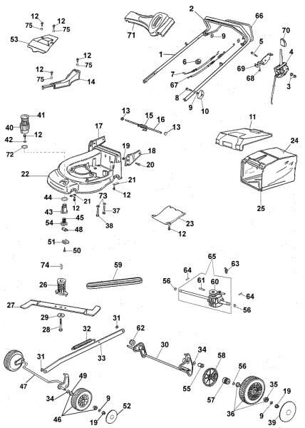 Complete illustrated parts list MAX 53 THX Lawnmower