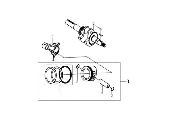 Shaft + piston MH 198 RKS (K800 HC - EURO5) Rotary tiller