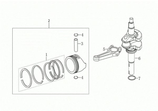 Shaft + piston G 53 PK COMFORT SD (K 805) EURO 5 Lawnmower