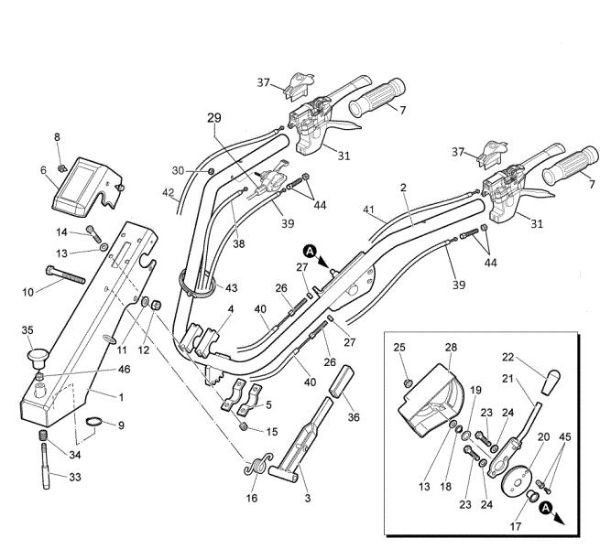 Handle-bar and control box WB 65 (K1100 H) Flail mowers