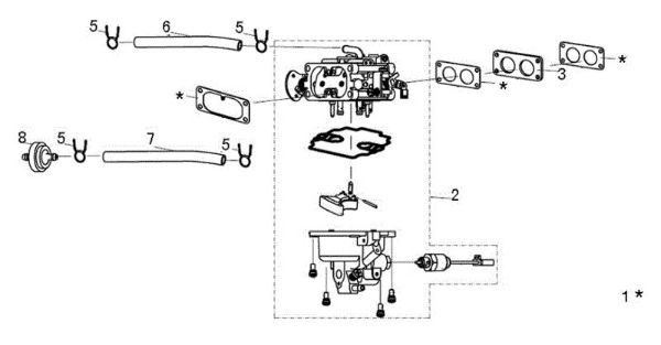 Carburetor OM 106/24 KH (K2400AVD V-Twin) 4X4 Cat. 2023 Garden tractor