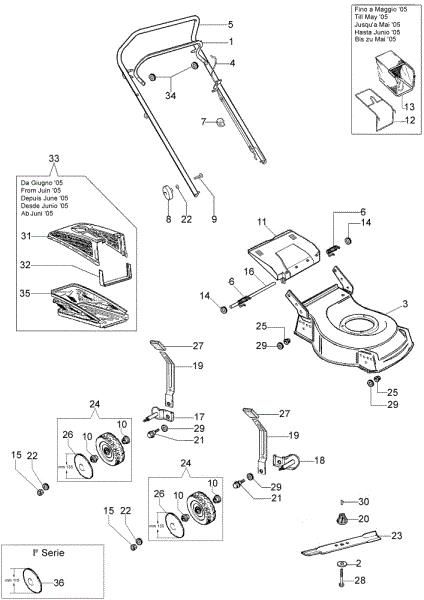 Complete illustrated parts list G 48 PA Lawnmower