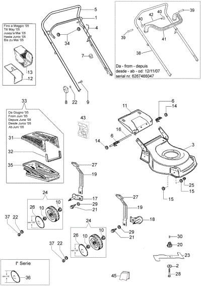 Complete illustrated parts list G 48 PB Lawnmower