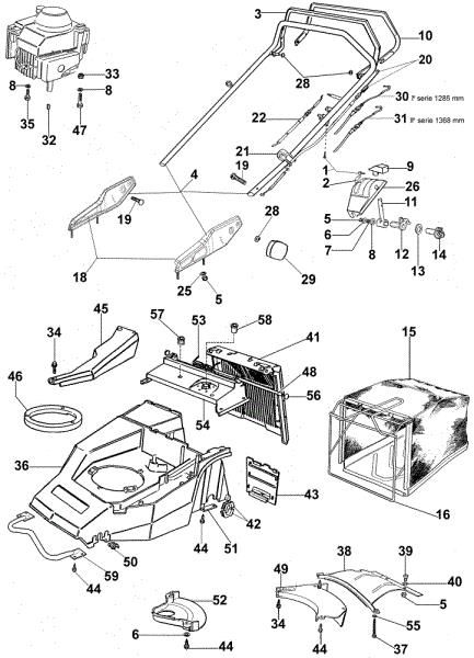 New handle (From January 2003) LUX 53 TJ Lawnmower