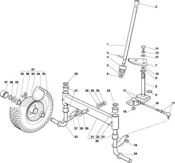 Steering arm OM 72C/12,5M Cat.2001 Garden tractor