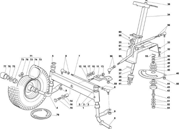 Steering arm OM 92C/13,5H Cat.2003 Garden tractor