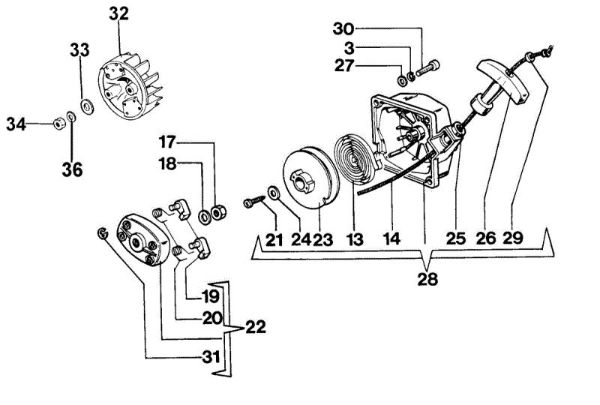 Starter assy 727 D Brushcutter