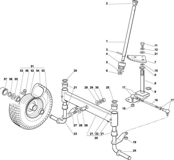 Steering arm OM 72C/12,5M Cat.2004 Garden tractor