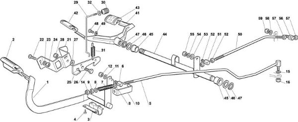 Drive and brake controls OM 102C/15,5H Cat.2004 Garden tractor