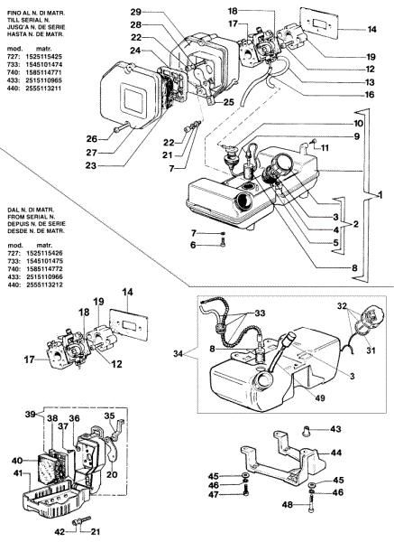Tank and air filter 727 C Brushcutter