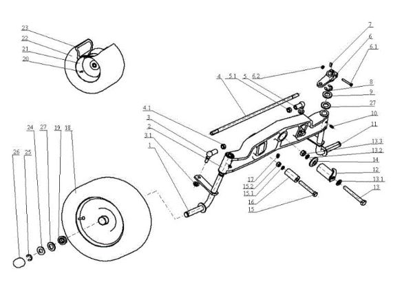 Front axle OM 104JH/16H Cat.2005 Garden tractor