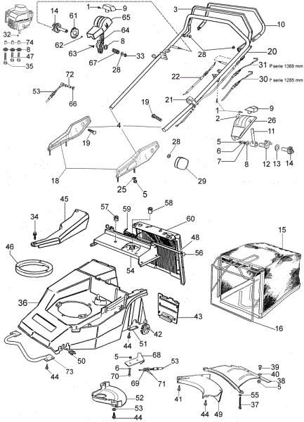 New handle (From January 2003) LUX 53 VBT Lawnmower