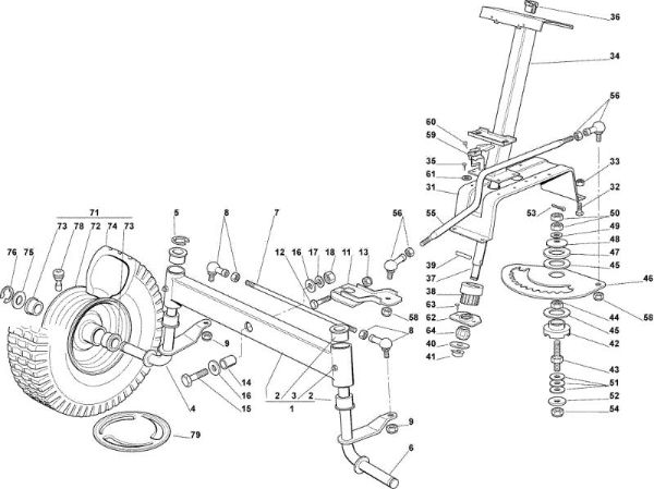 Steering arm OM 90C/11,5M Cat.2007 Garden tractor