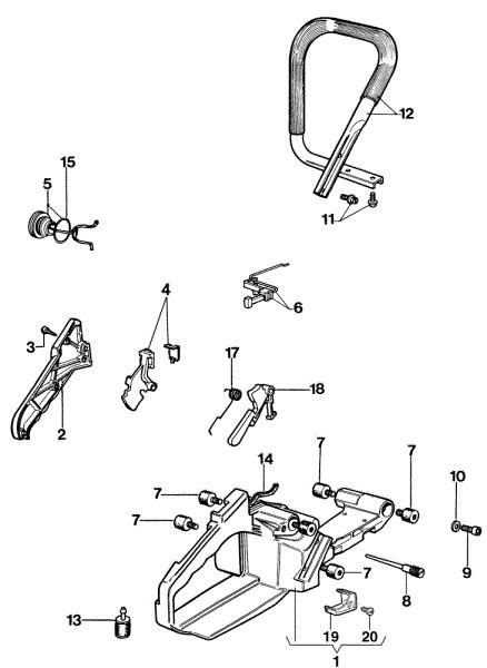 Handle and fuel tank 970 Chainsaw