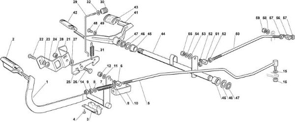 Drive and brake controls OM 102C/18,5H Cat.2008 Garden tractor