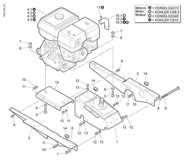 Frame and engine WB 80 KR 11 Flail mowers