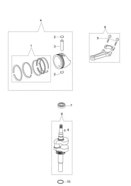 Crankshaft and piston G 44 PK (K500) Lawnmower